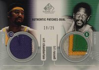 2004 SP Game Used Authentic Fabrics Dual #CR Wilt Chamberlain/Bill Russell Basketball Card