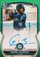 2023 Bowman Chrome Prospect Autographs #CPAGG Gabriel Gonzalez Green Refractor Baseball Card