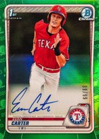 2020 Bowman Draft Chrome Draft Picks Autographs #CDAEC Evan Carter Green Refractor Baseball Card