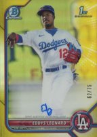 2022 Bowman Chrome Prospect Autographs #CPAEL Eddys Leonard Yellow Refractor Baseball Card