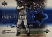 2001 Upper Deck Game Jersey #BB Barry Bonds Autographed Baseball Card
