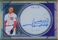 2018 Topps Transcendent Transcendent Collection Autographs #TCAJS Juan Soto Horizontal-Purple Baseball Card