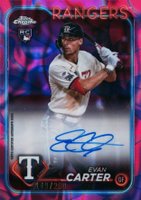2024 Topps Chrome Update Chrome Rookie Autographs #RAEC Evan Carter Magenta/Purple Lava Lamp Baseball Card