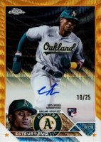 2023 Topps Chrome Rookie Autograph #RAERU Esteury Ruiz Orange Wave Baseball Card