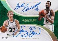 2017 Panini Immaculate Collection Dual Autographs #BOS Bill Russell/Larry Bird Basketball Card