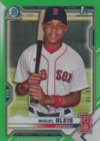 2021 Bowman Chrome Prospects #BCP167 Miguel Bleis Green Refractor Baseball Card