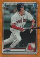2020 Bowman Chrome Prospects #BCP144 Jarren Duran Orange Refractor Baseball Card