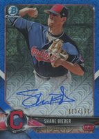 2018 Bowman Chrome Prospects Autographs #BCPASB Shane Bieber Blue Mojo Baseball Card