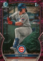 2023 Bowman Draft #BDC33 Matt Shaw Chrome-Fuchsia Lunar Baseball Card