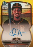 2023 Bowman Chrome Prospect Autographs #CPARA Rayner Arias Yellow Refractor Baseball Card