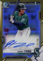 2021 Bowman Draft Chrome Draft Pick Autographs #CDAHF Harry Ford Gold Refractor Baseball Card