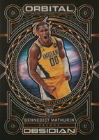 2022 Panini Obsidian Orbital #16 Bennedict Mathurin Electric Etch Orange Basketball Card