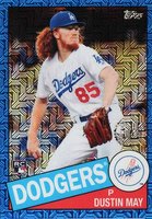 2020 Topps Silver Pack 1985 Chrome Promo #19 Dustin May Blue Refractor Baseball Card