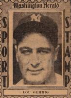 1936 Washington Herald Sports Stamp # Lou Gehrig Baseball Card