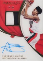 2018 Panini Immaculate Collection #103 Anfernee Simons Patch Autograph Basketball Card