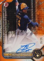 2022 Bowman Chrome Mega Box Autographs #JCR Jackson Chourio Orange Refractor Baseball Card