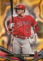 2022 Bowman's Best #25 Shohei Ohtani Gold Lava Refractor Baseball Card