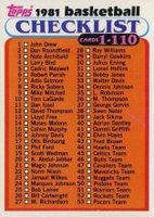 1981 Topps #97 Checklist 1-110 West Basketball Card