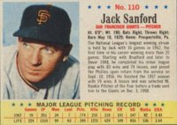 1963 Post Cereal #110 Jack Sanford Hand Cut Baseball Card