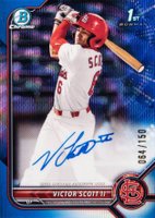 2022 Bowman Draft Chrome Draft Pick Autographs #CDAVS Victor Scott II Blue Wave Refractor Baseball Card