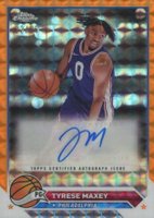 2023 Topps Chrome Topps Chrome Autographs #CGTM Tyrese Maxey Orange Geometric Basketball Card