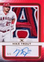 2023 Topps Definitive Collection Autograph Relic Collection #ARCMT Mike Trout Red Team Logo 1/1 Baseball Card