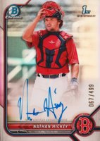 2022 Bowman Chrome Prospect Autographs #CPANH Nathan Hickey Refractor Baseball Card