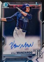 2021 Bowman Draft Chrome Draft Pick Autographs #CDAKM Kyle Manzardo Black Refractor Baseball Card