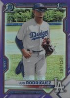 2021 Bowman Chrome Prospects #BCP196 Luis Rodriguez Purple Refractor Baseball Card