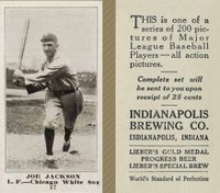 1916 Indianapolis Brewing #87 Joe Jackson Baseball Card