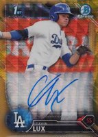 2016 Bowman Draft Chrome Draft Picks Autographs #CDAGL Gavin Lux Gold Wave Refractor Baseball Card
