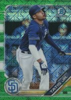 2019 Bowman Mega Box Chrome #25 Fernando Tatis Jr. Looking Up-Green Refractor Baseball Card