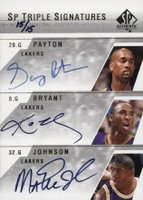 2003 SP Authentic SP Triple Signatures #PBJ-A Payton/Bryant/Johnson Basketball Card