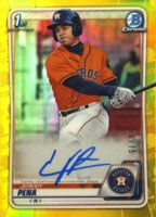 2020 Bowman Chrome Prospect Autographs #CPAJP Jeremy Pena Yellow Refractor Baseball Card