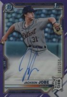 2021 Bowman Draft Chrome Draft Pick Autographs #CDAJJ Jackson Jobe Purple Refractor Baseball Card