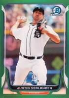 2014 Bowman Chrome #59 Justin Verlander Green Refractor Baseball Card