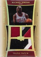 2004 UD Exquisite Collection Triple Patch #E3PMJ Michael Jordan Gold Basketball Card