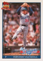 1991 Topps #80 Fernando Valenzuela Baseball Card