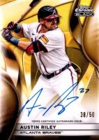 2025 Topps Chrome Black Autographs #ARI Austin Riley Gold Refractor Baseball Card
