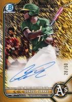 2022 Bowman Chrome Prospect Autographs #CPADC Denzel Clarke Gold Shimmer Refractor Baseball Card