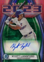 2023 Bowman Draft Class of 2023 Autograph #23AWL Wyatt Langford Green Baseball Card