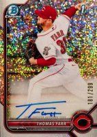 2022 Bowman Chrome Prospect Autographs #CPATF Thomas Farr Speckle Refractor Baseball Card