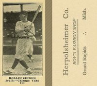 1916 Herpolsheimer Co. #198 Rollie Zeider Baseball Card