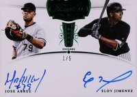 2018 Panini Flawless Dual Signatures #JA Eloy Jimenez/Jose Abreu Emerald Baseball Card