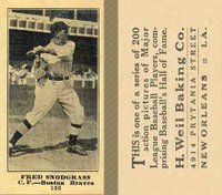 1916 Weil Baking Co. #166 Fred Snodgrass Baseball Card
