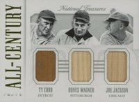 2015 Panini National Treasures All-Century Triple Materials #3 Honus Wagner/Joe Jackson/Ty Cobb Prime 1/1 Baseball Card