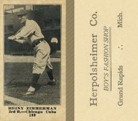 1916 Herpolsheimer Co. #199 Heiny Zimmerman Baseball Card