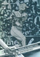 2017 Topps Chrome #100 Andrew Benintendi White Jersey-Negative Refractor Baseball Card