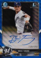 2018 Bowman Draft Chrome Draft Picks Autographs #CDABT Brice Turang Blue Wave Refractor Baseball Card