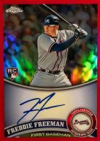 2011 Topps Chrome #173 Freddie Freeman Autograph-Red Refractor Baseball Card